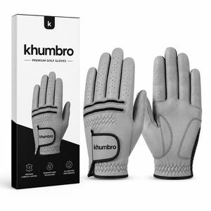 Premium Grey Cabretta Leather Golf <b>Gloves</b> for Men Custom Logo Breathable Anti-Slip Grip All-Weather Professional Golf <b>Glove</b> - Product Image 1