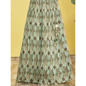 Lehenga Choli en Chinon brodé vert pour femmes, idéal pour le Mehendi - Product Image 2