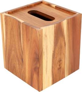 Boîte à mouchoirs carrée en bois faite à la main et organiseur de rangement décoratif pour tiroir supérieur - Product Image 4
