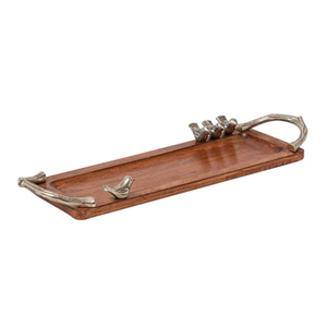 Plateau rond élégant en bois avec poignée en métal, pour la maison, l'hôtel, la table, les desserts, par Royal Home Collection Supplies - Product Image 5