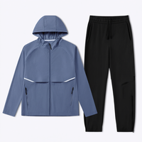 Ensemble de survêtement à capuche pour homme à séchage rapide - Ensemble de course respirant en deux pièces avec veste et pantalon
