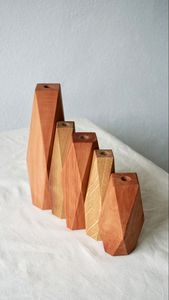 Precio al por mayor: Florero artístico de madera hecho a mano con vetas naturales, soporte decorativo para flores para decoración de estantes del hogar - Product Image 3