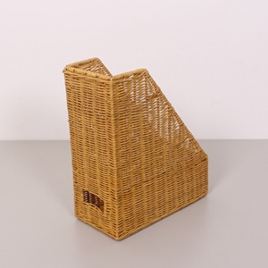 Office desk accessory supplies <b>hand</b>-weave rattan <b>file</b> organiser baskets magazine holder basket - Product Image 4