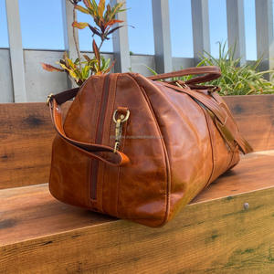 Bolsa de lona de cuero genuino de grano completo personalizada hecha a mano de alta calidad para hombres bolsas de viaje de cuero de vaca para fin de semana - Product Image 3