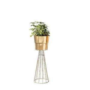 Ensemble de 2 pots à plantes ronds plaqués or de luxe avec support, décoration élégante pour la maison et le jardin à prix avantageux - Product Image 3