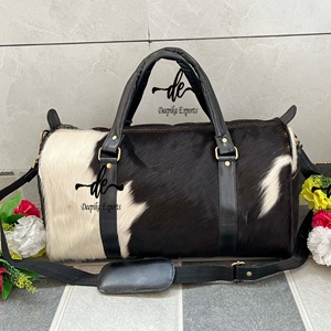 Bolsos de Cuero Auténtico de Vaca, Multiusos, Hechos a Mano, Unisex, Bolsa de Viaje Grande, Bolso de Mano con Pelo de Animal - Product Image 1