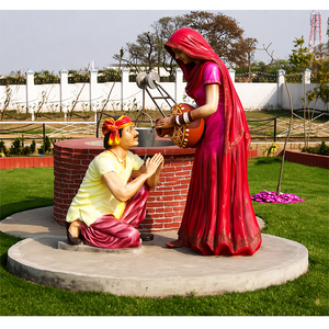 Estatua de Fibra con Temática de la Cultura Punjabi, Estatuas Temáticas de la Aldea Punjabi, Estatua de Shoni-mahiwal con Pozo, Decoración para Eventos en Australia - Product Image 1