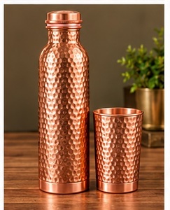Handcrafted Royal Peacock Copper <b>Water</b> <b>Bottle</b> Leak Proof with Cup Eco Friendly <b>Metal</b> Drinkware - Product Image 2