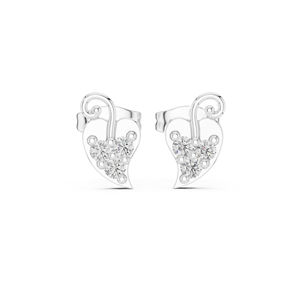 Boucles d'oreilles de fiançailles en or blanc 14 carats avec diamant rond cultivé en laboratoire pour femmes |   Nouveau diamant cultivé - Product Image 1