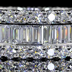 แหวนแต่งงานแบบ Eternity Band ประดับเพชรทรงบาแกตต์เพาะเลี้ยงในห้องปฏิบัติการ ชุบโรเดียม ทอง 10K 14K 18K เงิน 925 935 เครื่องประดับชั้นดี - Product Image 2