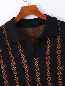 Camiseta de Punto Personalizable para Hombre, con Rayas Verticales Jacquard, Informal, Transpirable, Ecológica, Ligera, para Verano - Product Image 2