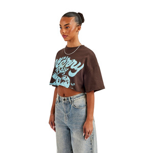 T-shirts courts déchirés pour femmes en coton lourd 80/20 coton/polyester, personnalisables par sérigraphie, style streetwear, vente en gros - Product Image 2