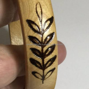 Sienna Glow Wooden Bangles Dark Polished Wood Carved Motif Classic Modern Women Fashion Jewelry Bracelet Artisan Wooden <b>Crafts</b> - Product Image 1