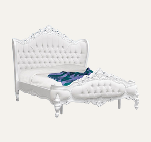 Lit rembourré en bois massif de conception européenne de luxe pour hôtel et appartement, mobilier de chambre durable - Product Image 1