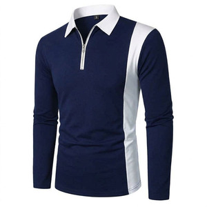 Polo de Manga Larga para Hombre, Diseño Color Block, Cierre Frontal con Cremallera, Tejido Transpirable, Gris y Blanco - Product Image 2