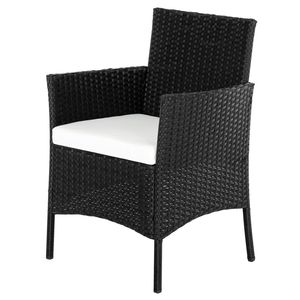 Set da salotto in rattan nero 2 poltrone + 1 divanetto + tavolino da caffè in vetro temperato - Product Image 6