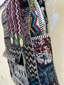 Mochila Acolchada a Rayas para Niñas, Hecha a Mano, de Algodón, para la Escuela, Ligera, para Viajes, con Múltiples Bolsillos, Estilo Boho, 20 Pulgadas - Product Image 4