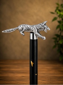 Bastón de latón con cabeza de lobo de Calvin Handicrafts, chapado en oro, escultura 3D completa, tema animal, fundición redonda, arte coleccionable - Product Image 3