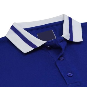 Chemise Homme Bleu Royal Tricotée 100% Coton Respirante Manches Courtes Couleur Unie Décontractée Col et Ourlet Blancs Personnalisables - Product Image 6