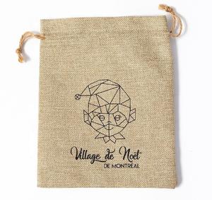 Bolsa con cordón de lino y algodón estampada, embalaje de dulces para regalo de té, pequeña bolsa de lona con cordón - Product Image 1