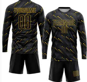 Maillot de football personnalisé sublimé pour homme, noir et jaune rayé, manches courtes, anti-transpiration, toutes saisons, col rond, coupe classique - Product Image 4