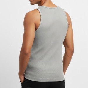 Camiseta sin Mangas para Hombre, Tejida, Transpirable, de Poliéster/Algodón, para Entrenamiento Atlético, de Secado Rápido, Suministro Directo del Fabricante - Product Image 3