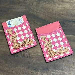 Tarjetero de Cuero Genuino con Diseño a Cuadros, Estilo Occidental, Delgado y Elegante para Mujer, Opciones Multicolor - Product Image 4