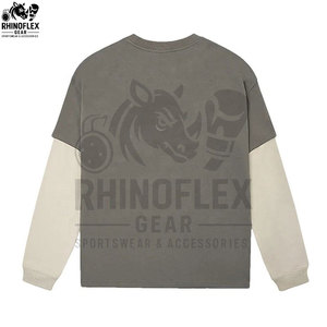 Custom Tee Cotton Fabric Double <b>Layer</b> Long ACID Wash Double Sleeve T-shirt <b>Top</b> Selling - Product Image 4