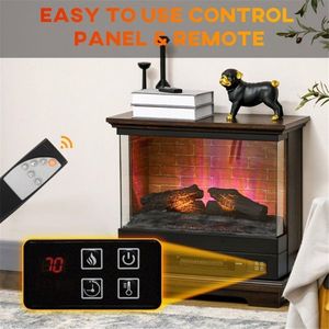Cheminée électrique 26 pouces 1400W avec insert, flamme LED, télécommande française, pour usage domestique, hôtelier, camping-car et extérieur, en verre et métal - Product Image 4