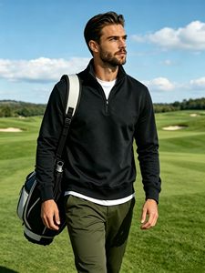 Sweat-shirt à col zippé personnalisé avec logo brodé, pour homme, hiver, 100% coton, 340g, haute qualité, couleur unie - Product Image 4
