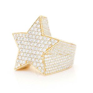 ราคาขายส่ง แหวนฮิปฮอปดาวรุ่งคุณภาพสูง ทอง 14K ดีไซน์สำหรับทั้งชายและหญิง ประดับเพชรโมอิสซาไนต์ทรงกลมเจียระไนอย่างสวยงาม - Product Image 5