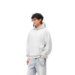 <b>Men's</b> <b>Grey</b> Marl Oversized Hoodie Pullover <b>Fleece</b> Kangaroo Pocket Drop Shoulder Streetwear Wholesale - Product Image 4