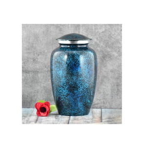 Urne funéraire décorative de luxe à dégradé métallique, marron doré, avec bande argentée, pour cendres, écologique, faite à la main - Product Image 2