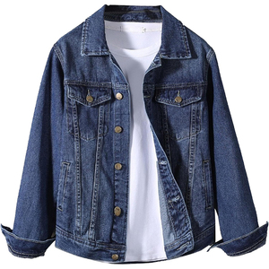 Men's Denim <b>Jacket</b> Casual Turn-down Collar Washed Solid Color Single Breasted Regular Fit Autumn Style - Product Image 2
