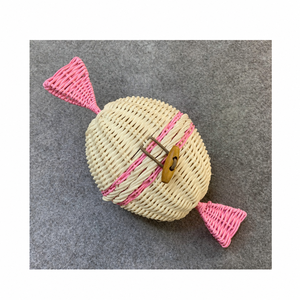 Boules de Noël en tissu de rotin faites à la main, style bohème, écologiques, rayées, avec boucle de suspension pour décoration - Product Image 2