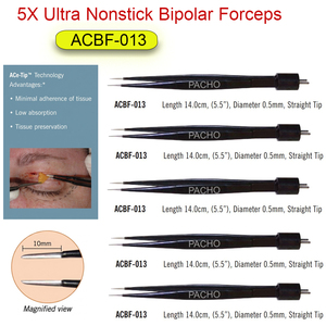 5X Ellman Surgitron ACBF-013 Forceps bipolaires ultra antiadhésifs, longueur 14 cm, pointe droite de 0,5 mm, diathermie réutilisable, acier inoxydable - Product Image 4