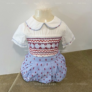 Mono de punto suizo para bebé, recién nacido, niño pequeño, cuello redondo, manga corta, 100% algodón transpirable, venta al por mayor - Product Image 2