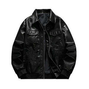 Men's spring and autumn standing collar trendy and handsome motorcycle suit youth PU <b>leather</b> <b>jacket</b> - Product Image 1
