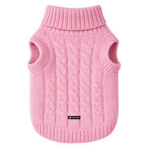 เสื้อสเวตเตอร์ถักลายเคเบิ้ลสำหรับสุนัข สีชมพู อุ่นสบายสำหรับฤดูหนาว เสื้อคลุมสัตว์เลี้ยงเนื้อนุ่ม เสื้อถักนิตติ้งสำหรับสุนัข เสื้อผ้าสำหรับสุนัขที่ให้ความอบอุ่นในสภาพอากาศหนาวเย็น - Product Image 5