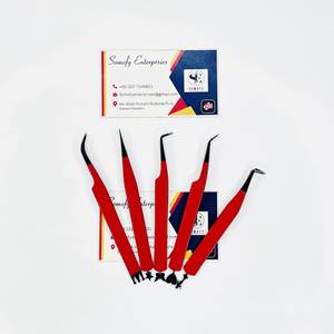 New <b>Lash</b> Extension Tweezers Black Tips Red Color Bottom Design Eyelash Tweezers Sharp Solid Tip Tweezer Sustainable <b>mink</b> - Product Image 3