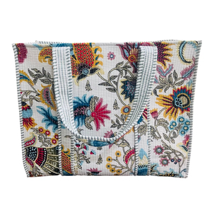 100% Cotton Multicolor Handblock Printed Quilted Shoulder <b>Tote</b> Bag - Everday Shopping Bag - Product Image 1