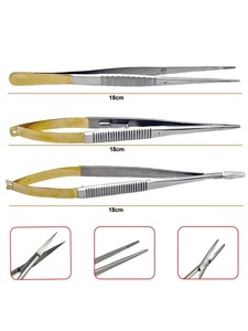 Kit de Herramientas Dentales Quirúrgicas Ametrina de 3 Piezas, Portaagujas Castroviejo de 18 cm, Tijeras, Pinzas para Implantes, Acero Inoxidable - Product Image 1