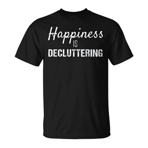 T-shirt Happiness Is Decluttering, nera, per adulti, unisex, girocollo, a maniche corte, promozionale - Product Image 3