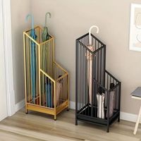 Porta Paraguas Decorativo de Metal Dorado de Alta Calidad con Diseño Vertical de Corte Láser para Áreas de Estar de Lujo