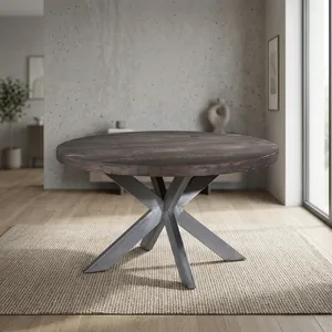 Modern Round Coffee <b>Table</b> with Wood Top and Metal Base Minimalist Design <b>Nesting</b> Living Room Furniture Handmade Home Decor - Product Image 6