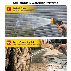 Pistola de agua con boquilla ergonómica ligera y patentada, pulverizador de jardín con cono giratorio, chorro turbo para plantas y ducha de mascotas - Product Image 4