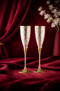 Messing Champagnergläser Set von 2 Handgefertigte Metall-Champagnerkelche Vintage Dekorative Trinkgläser Hochzeits-Tischgeschirr Hausbar Restaurant - Product Image 4
