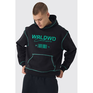 Nouveau style streetwear, sweat à capuche oversize pour homme, 100% coton, épais, respirant, logo personnalisé, délavé, 3D, fabriqué au Pakistan - Product Image 4