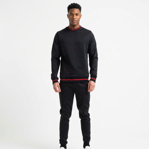 Ensemble de survêtement pour homme, sweat-shirt à col rond noir, pantalon de jogging, manches longues, couleur unie, décontracté, vêtements d'automne - Product Image 6