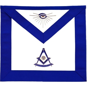 Delantal Masónico Past Master Blue Lodge de Grosgrain Azul con Bordado a Mano Dorado, Regalia Ceremonial para Oficiales de Logia, Fabricante Mayorista - Product Image 1